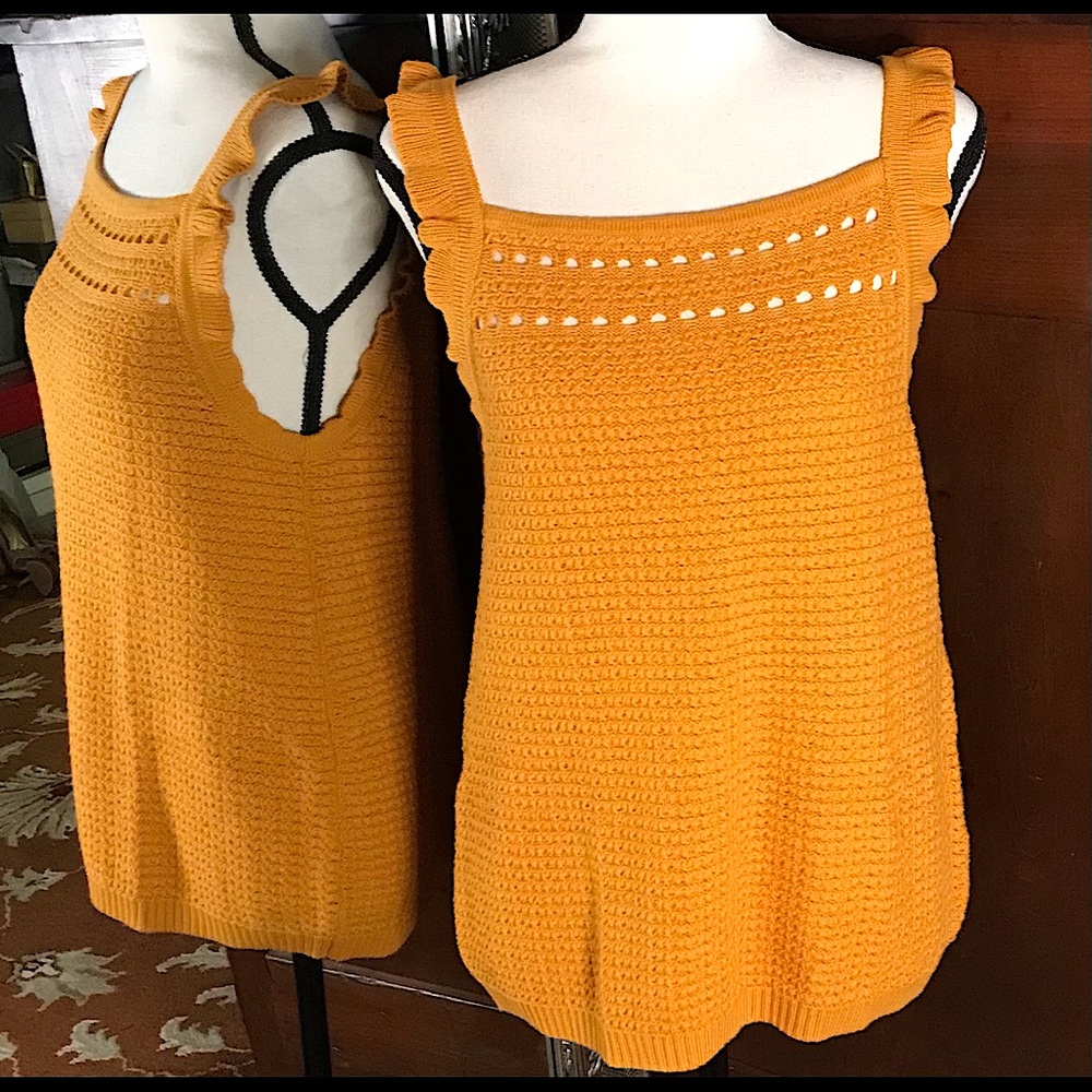 NEW with tags! 💝🎁 J Crew mustard ruffle sleeve sweater top.